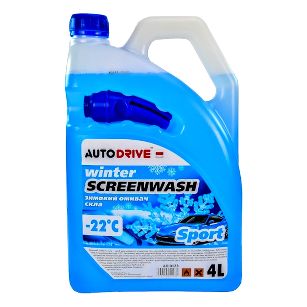 Омыватель стекла готовый зимний -22°С AUTO DRIVE Sport свежесть 4 л AD0123 - zapix