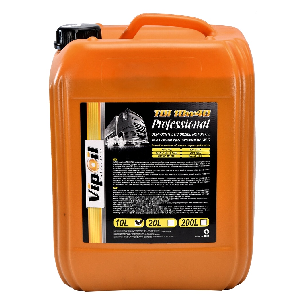Моторное масло VIPOIL Professional TDI 10W-40 10 л (162840) - zapix