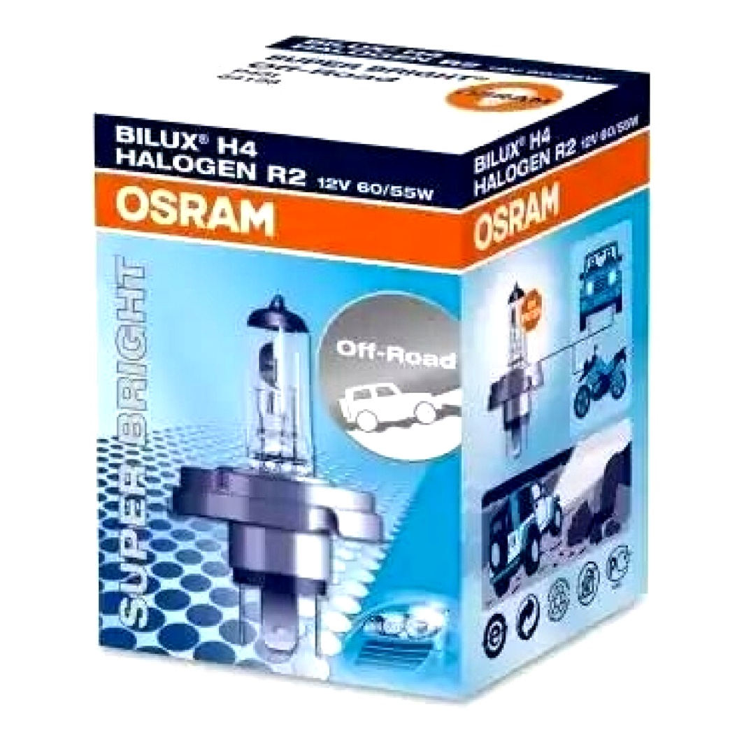 Автолампа галогенова OSRAM Super Bright R2 (Bilux) P45t 55W 12V прозора 64198 - zapix