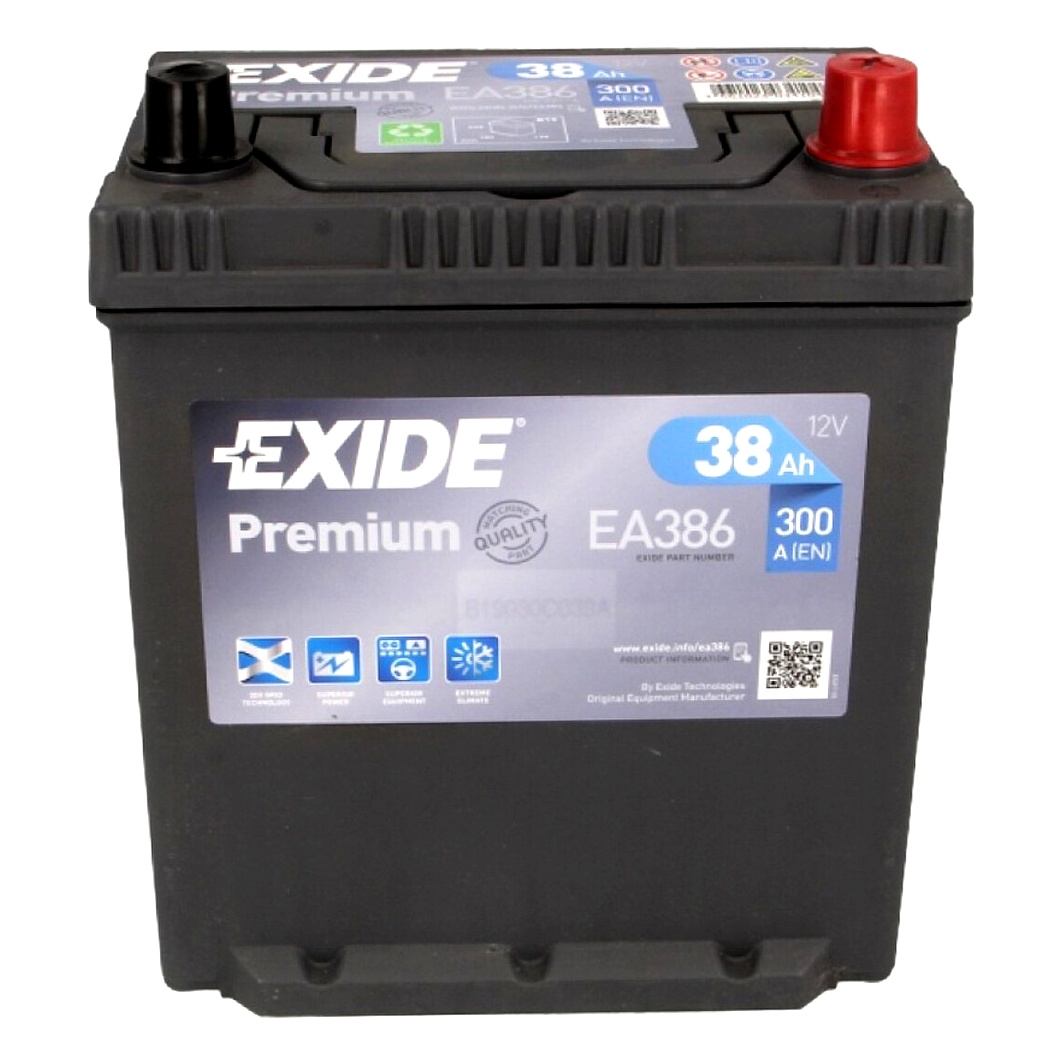 Акумулятор EXIDE Premium 12V 38Ah 300A R+ EA386 - zapix