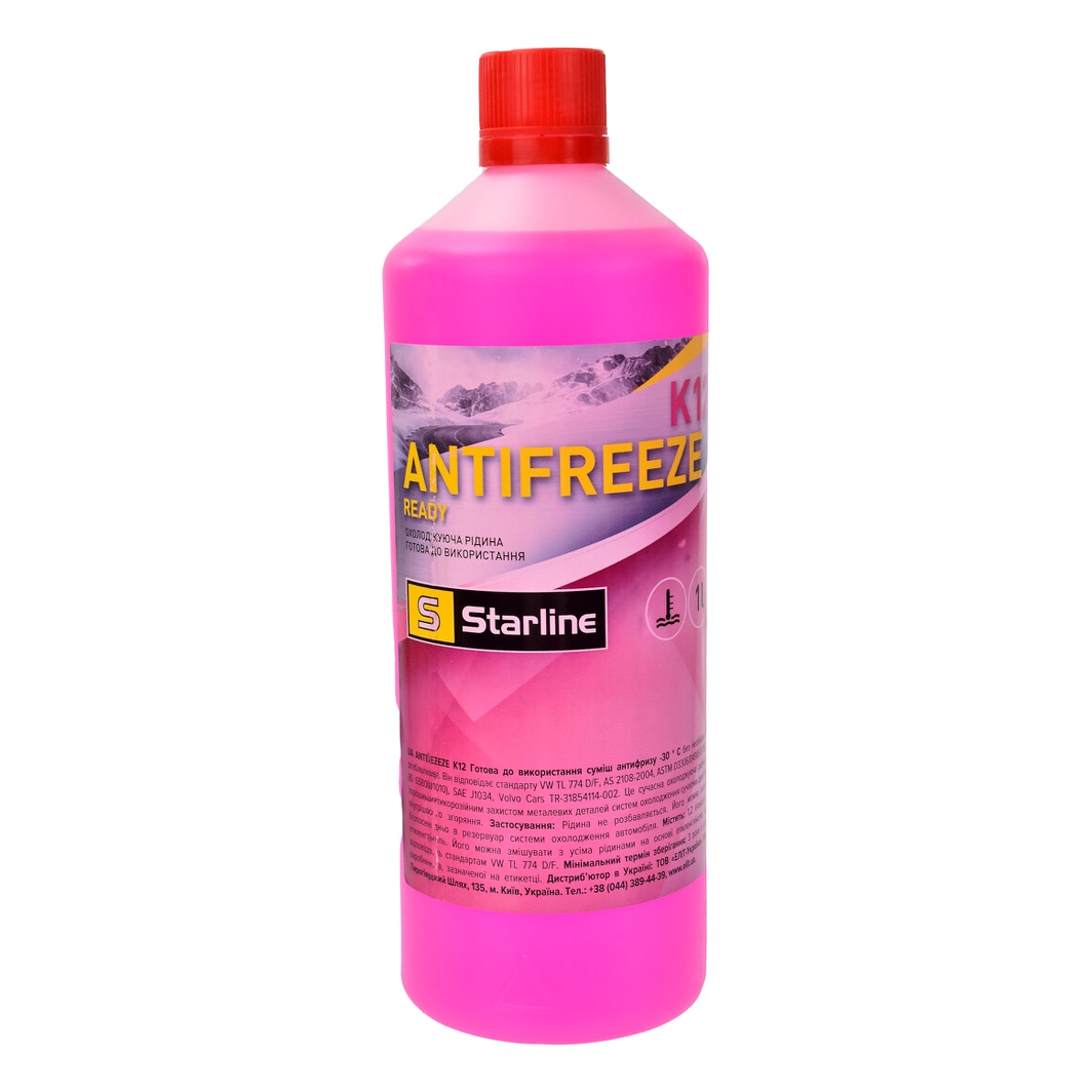 Готовий антифриз STARLINE рожевий G12+ -30 °C 1 л (NAK12READY1) - zapix