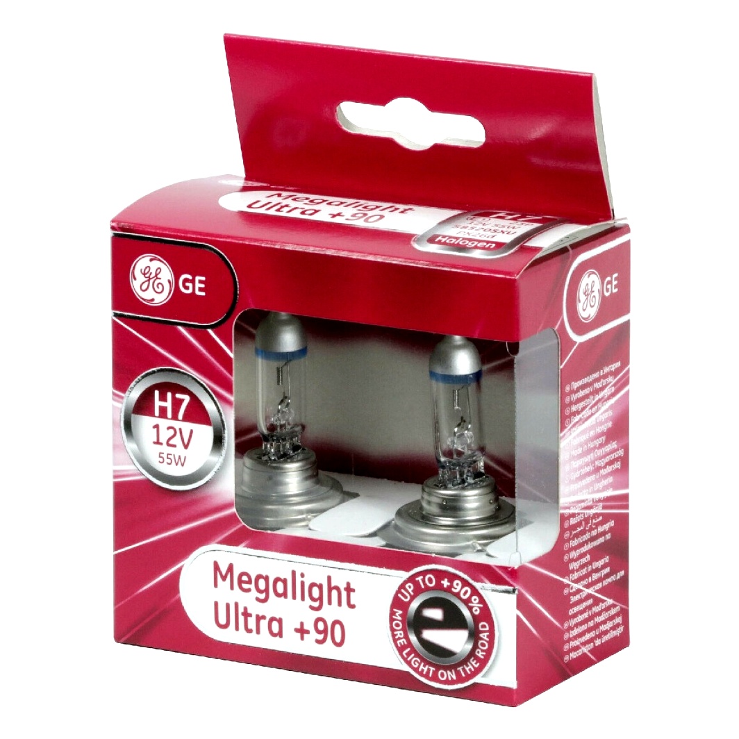 Автолампа галогенова GENERAL ELECTRIC Megalight Ultra +90 H7 PX26d 55W 12V прозоро-блакитна 58520SXU - zapix