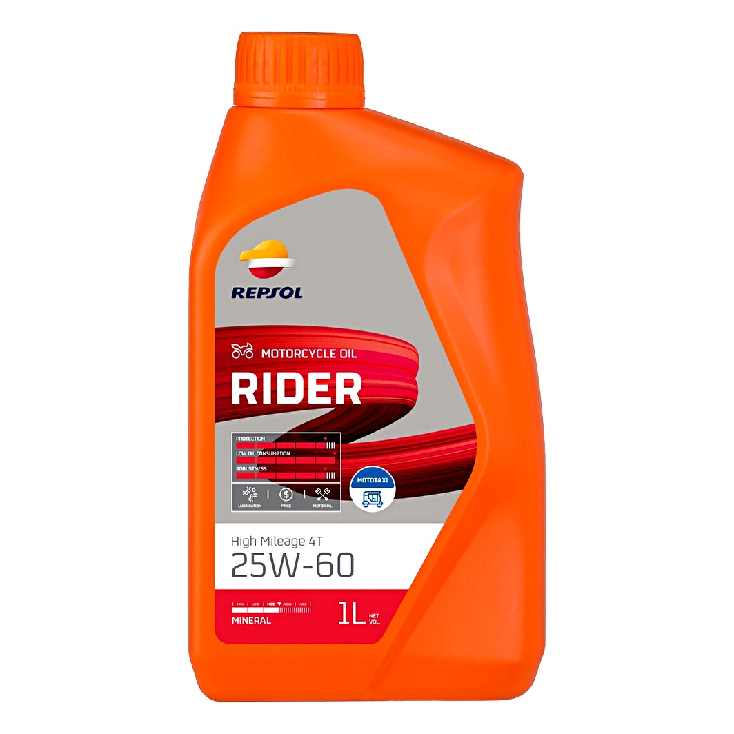 Моторное масло REPSOL Rider High Mileage 4T 25W-60 минеральное 1 л RPP2132VHC - zapix