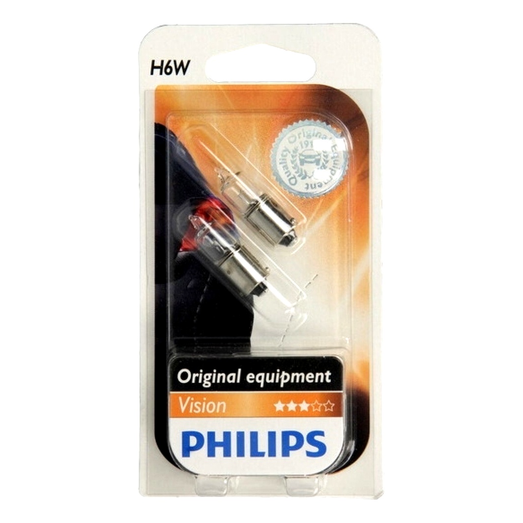 Автолампа накала PHILIPS Vision H6W BAX9s 6W 12V прозрачная 120362B - zapix