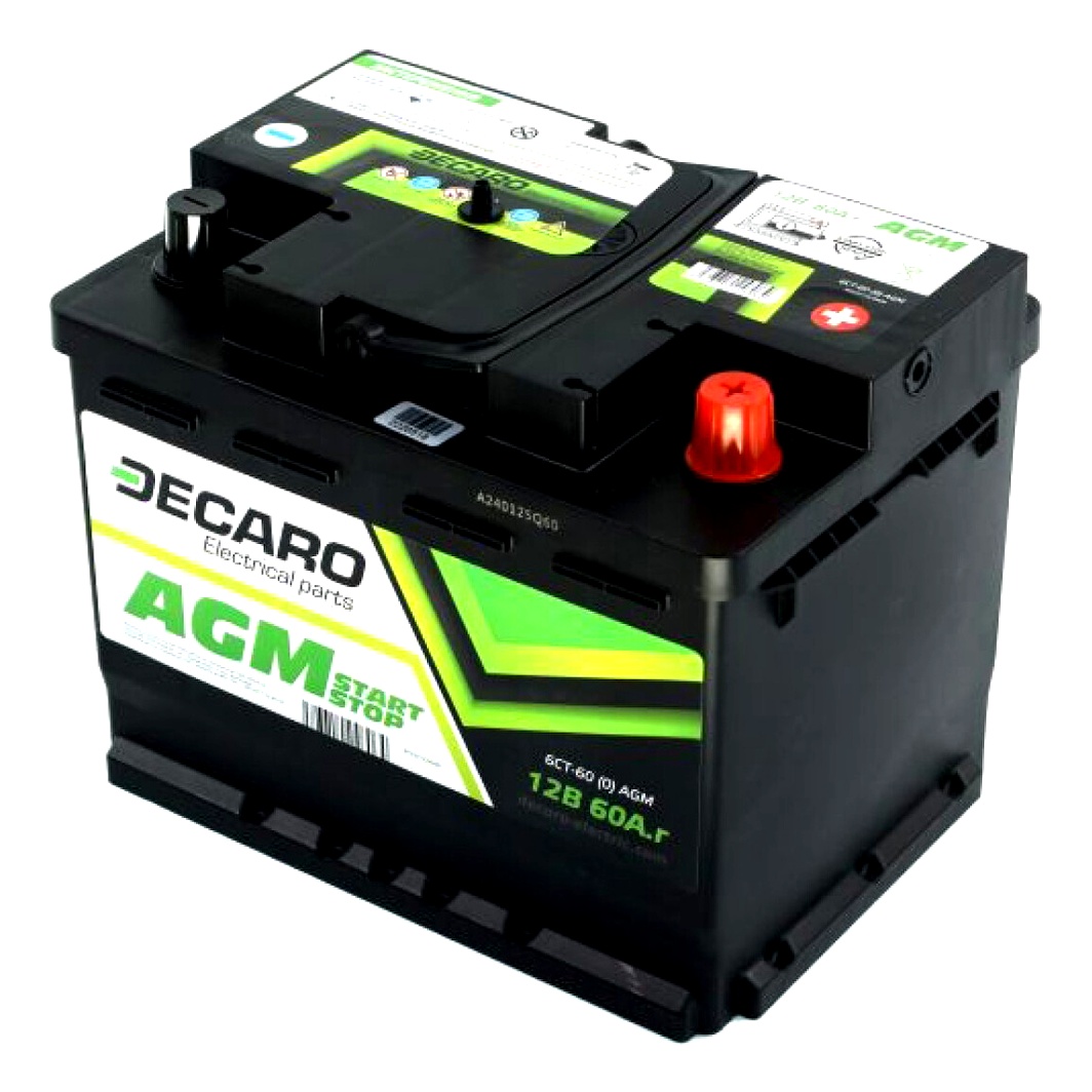 Акумулятор DECARO AGM Start Stop 12V 60Ah 680A R+ 6600AGM - zapix