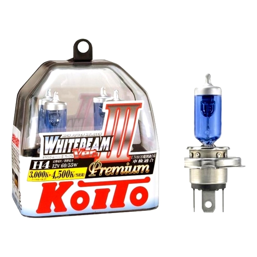 Автолампа галогенова KOITO WhiteBeam ver. III H4 P43t-38 55W 12V синя P0744W - zapix