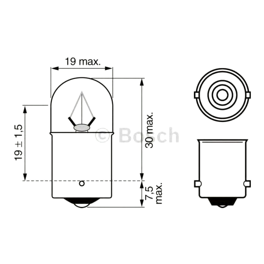 Автолампа розжарювання BOSCH R10W BA15s 10W 24V 1987302506 - zapix