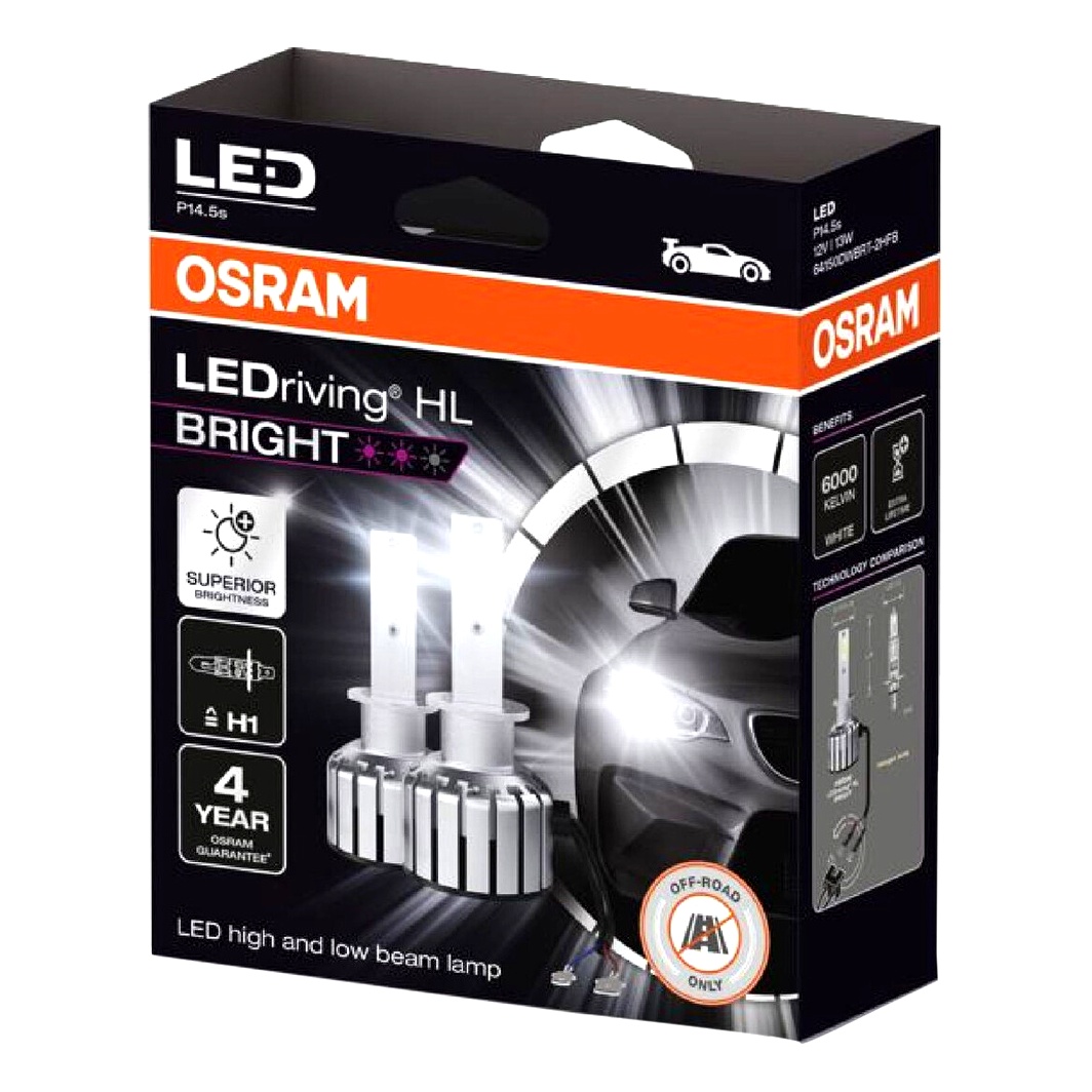 Автолампа LED (світлодіодна) OSRAM LEDriving HL Bright H1 P14.5s 13W 12V 64150DWBRT2HFB - zapix
