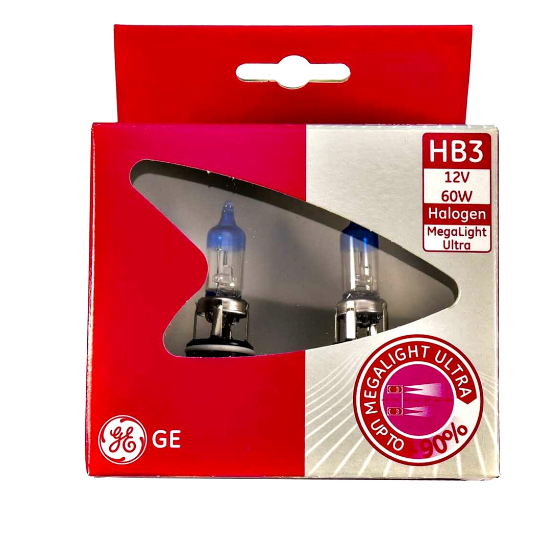 Автолампа галогеновая GENERAL ELECTRIC Megalight Ultra +90 HB3 P20d 60W 12V прозрачно-голубая 53060XU2D - zapix