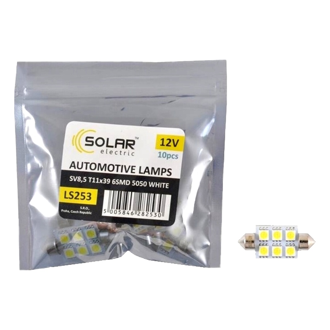 Автолампа LED (світлодіодна) SOLAR T11x39 SV8.5 12V LS253P - zapix