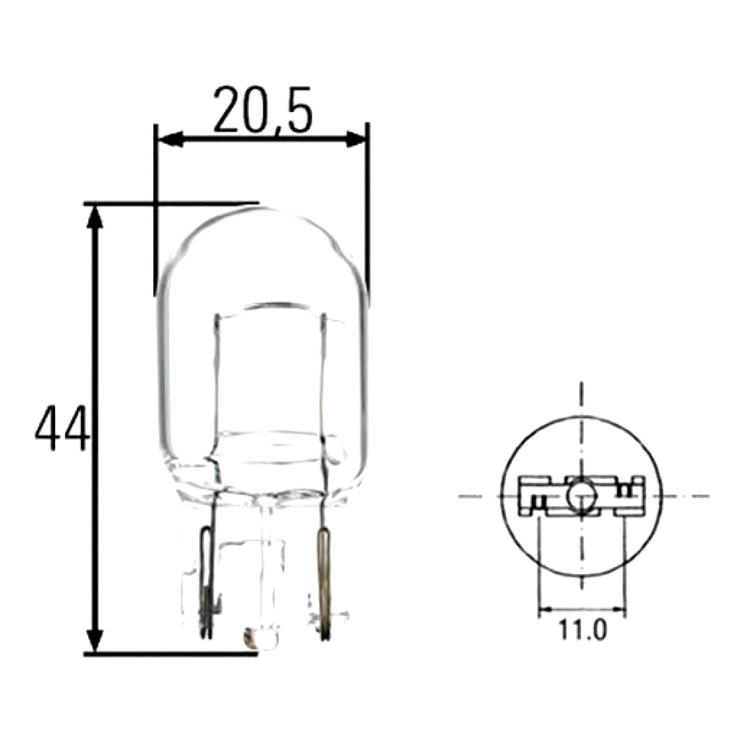 Автолампа накала HELLA Standard W21W WX3x16d 21W 12V прозрачная 8GA008892002 - zapix
