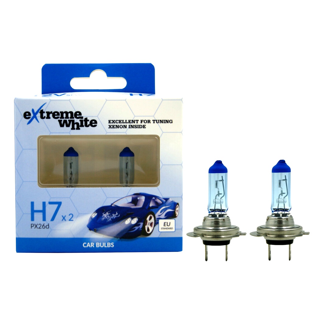 Автолампа галогеновая BOSMA EXTREME WHITE H7 PX26d 55W 12V светло-голубая 8436 - zapix