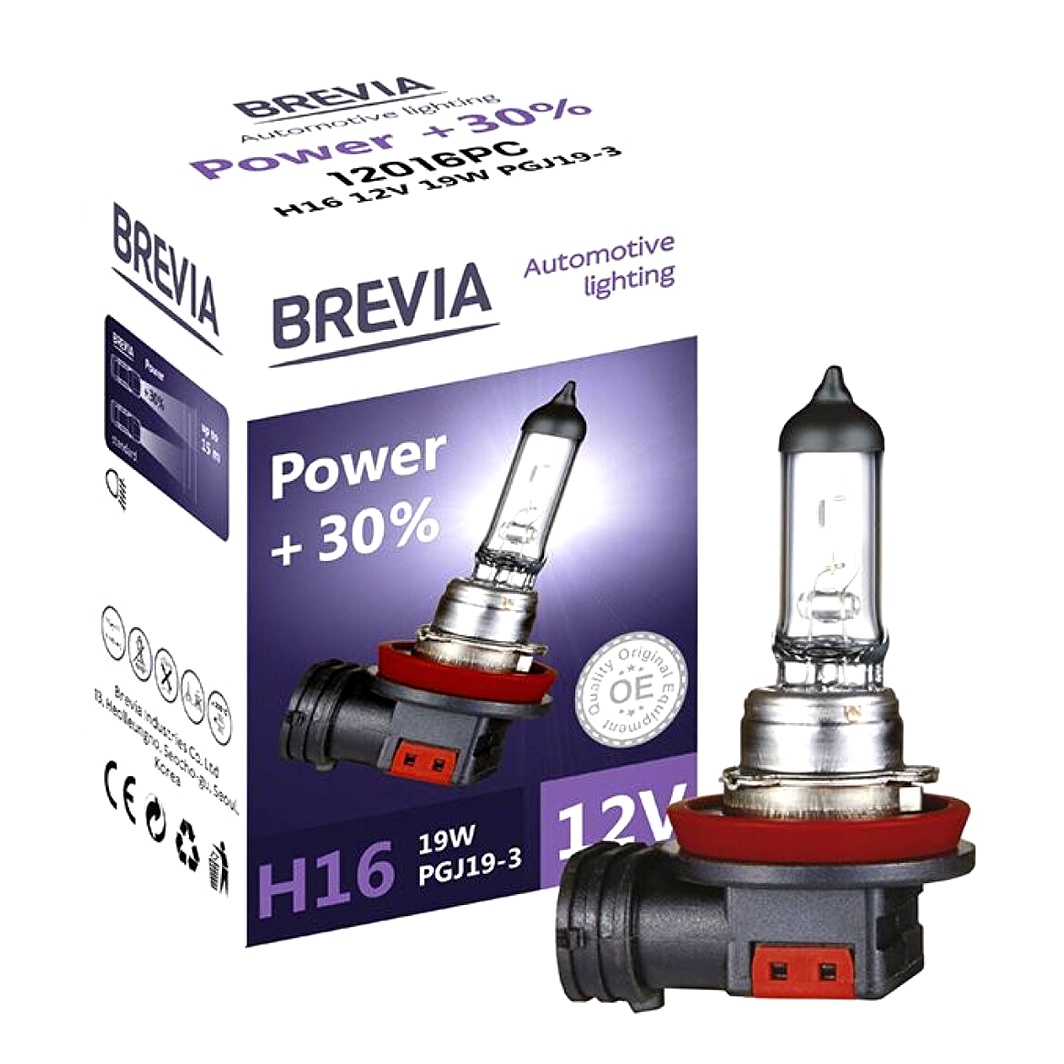 Автолампа галогенова BREVIA Power +30% H16 PGJ19-3 19W 12V прозора 12016PC - zapix