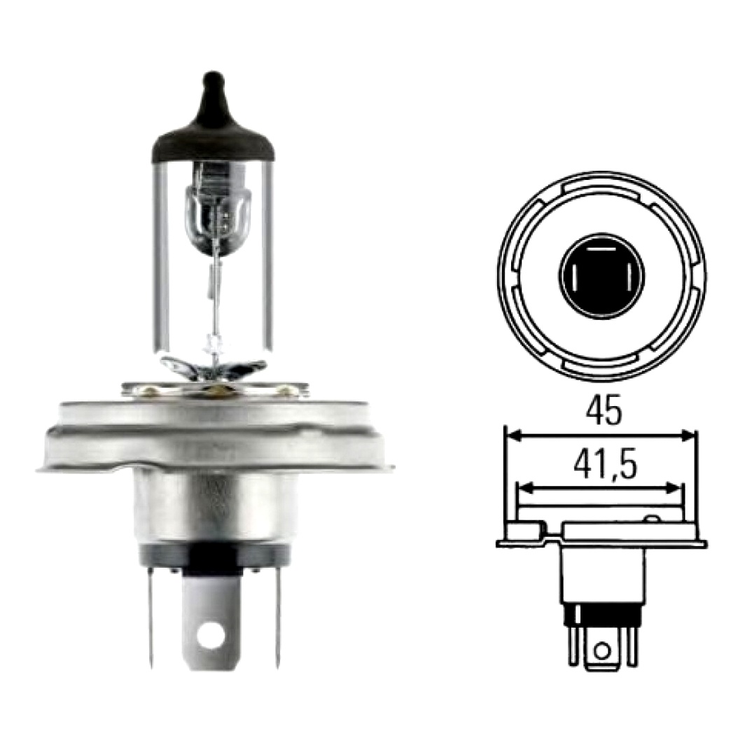 Автолампа галогенова HELLA R2 (Bilux) P45t 40W 12V прозора 8GD002088141 - zapix