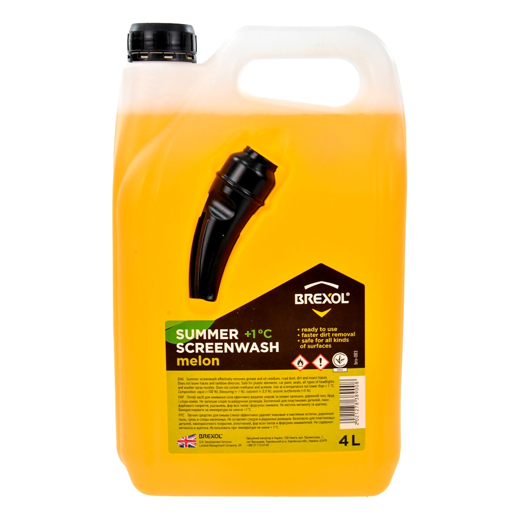 Омивач скла готовий літній 1°С BREXOL Screen Wash Summer диня 4 л BRX083 - zapix