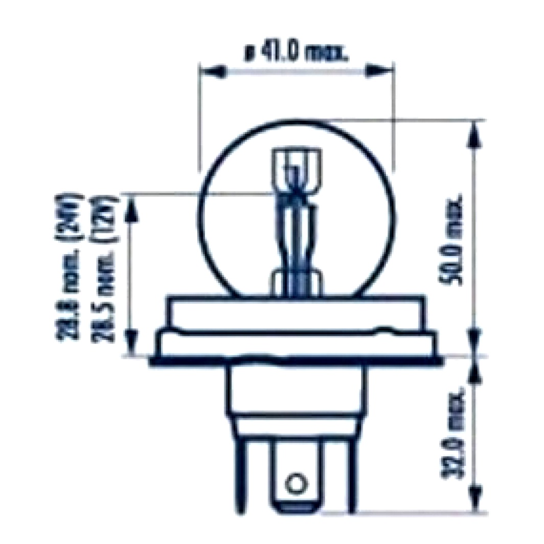 Автолампа галогеновая NARVA Standard R2 P45t 40W 12V прозрачная 49211 - zapix