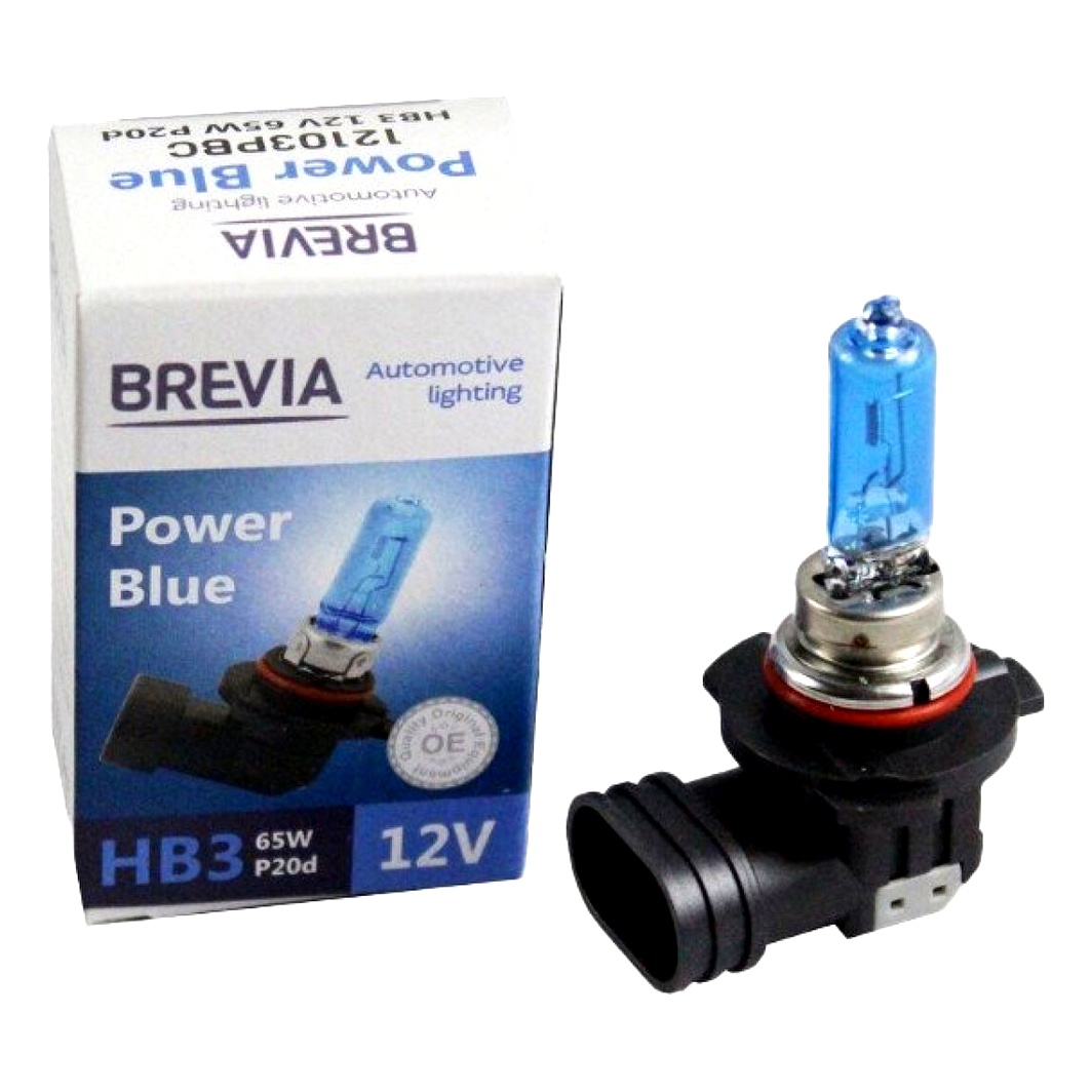 Автолампа галогенова BREVIA Power Blue HB3 P20d 65W 12V темно-блакитна 12103PBC - zapix
