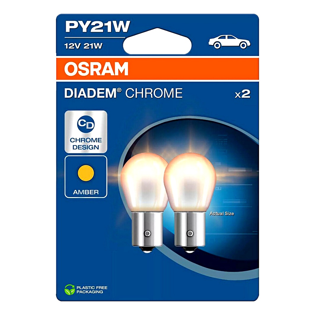 Автолампа розжарювання OSRAM Diadem Chrome PY21W BAU15s 21W 12V помаранчева 7507DC2BL - zapix