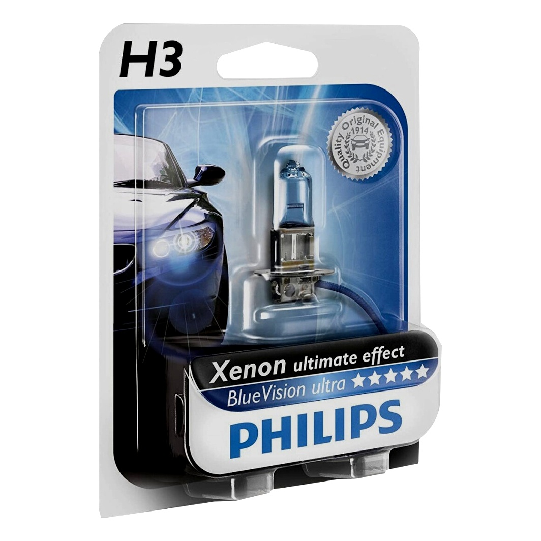 Автолампа галогенова PHILIPS Vision H3 PK22s 55W 12V світло-блакитна 12336BVUB1 - zapix