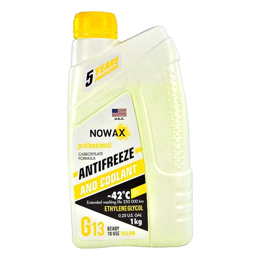 Готовий антифриз NOWAX жовтий G13 -42 °C 1 л (NX01012) - zapix