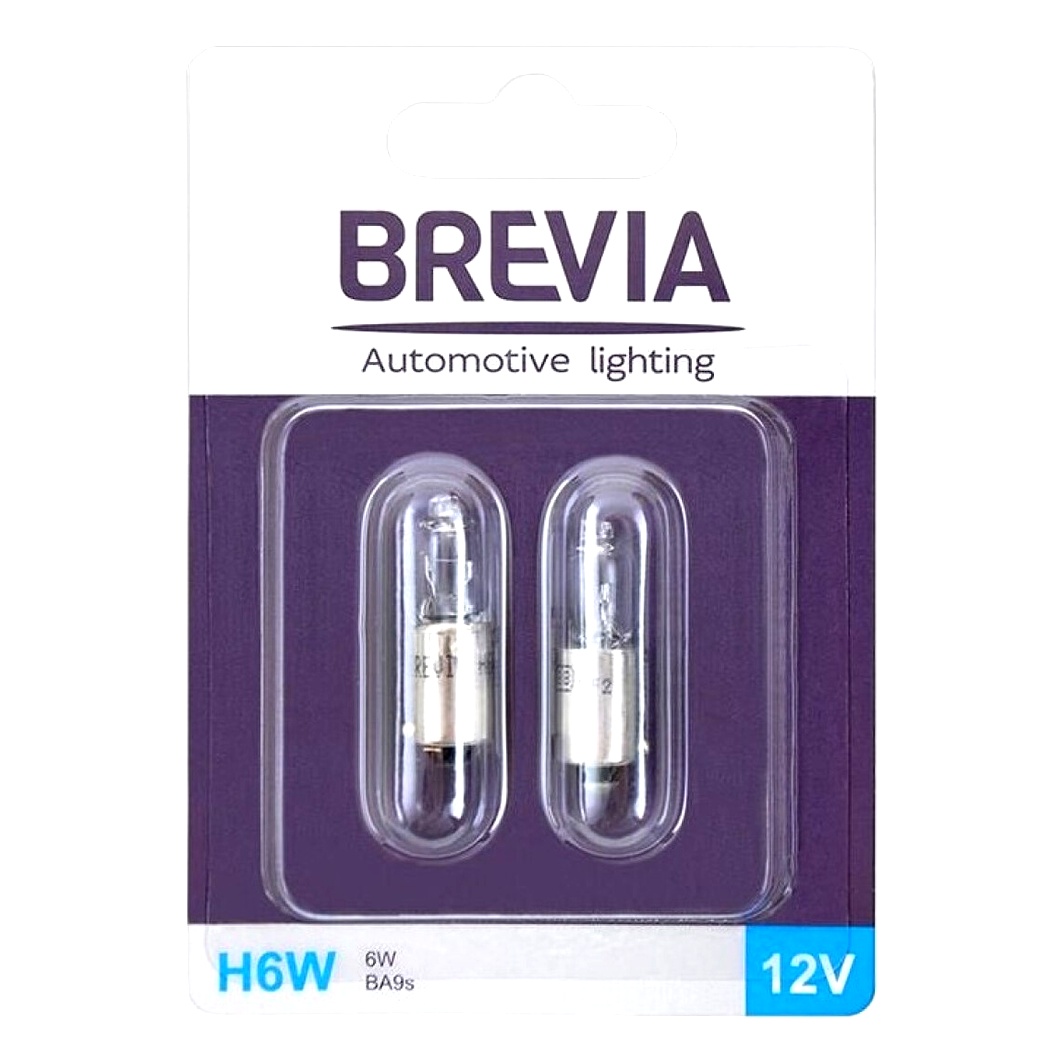 Автолампа накала BREVIA H6W BA9s 6W 12V прозрачная 12332B2 - zapix