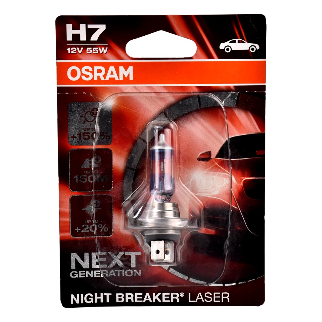Автолампа галогенова OSRAM Night Breaker Laser H7 PX26d 55W 12V прозоро-блакитна 64210NL01B - zapix