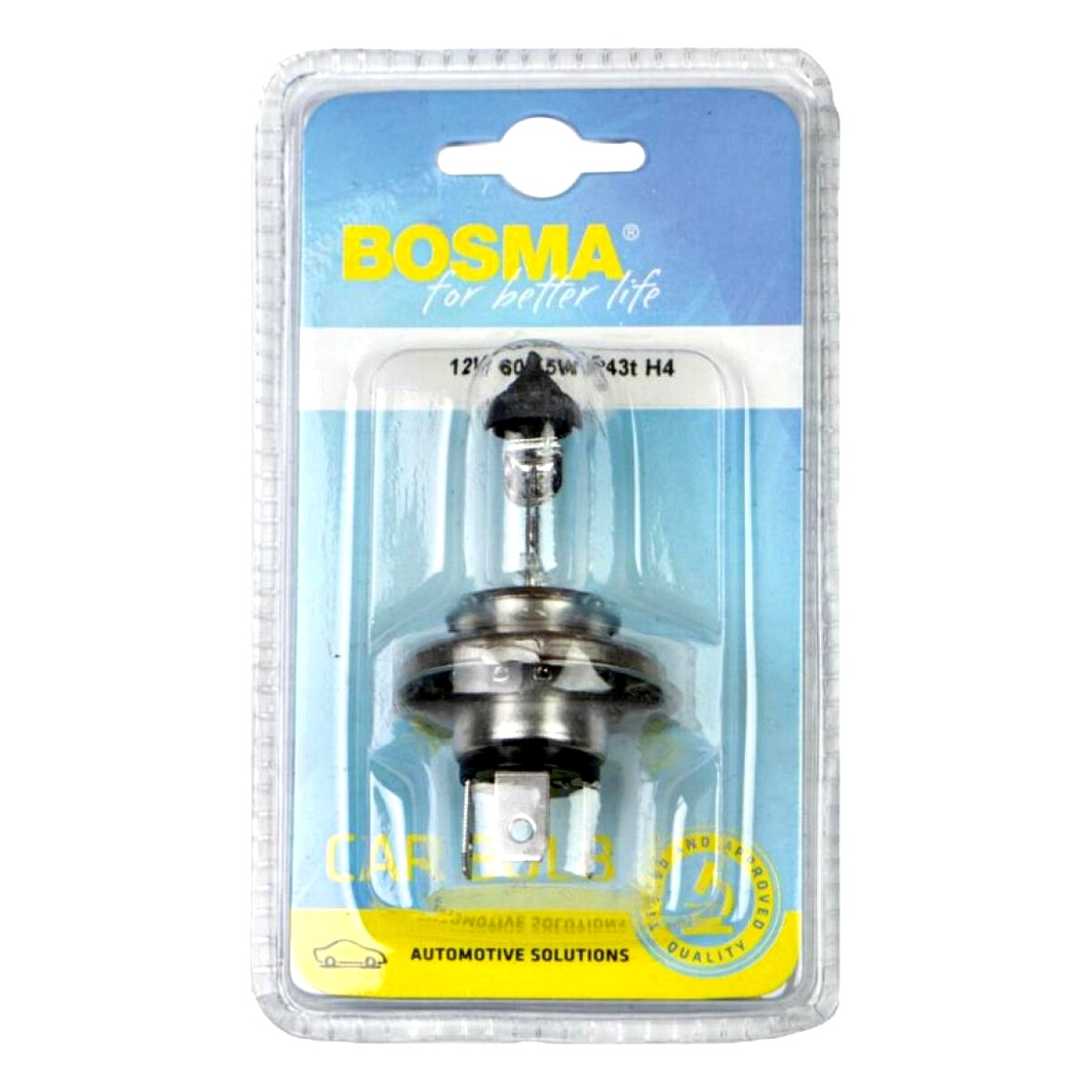 Автолампа галогеновая BOSMA H4 P43t 55W 12V прозрачная 1314B - zapix