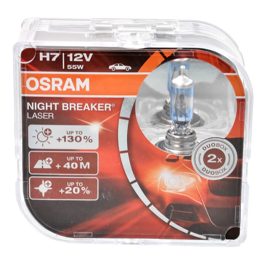 Автолампа галогеновая OSRAM Night Breaker Laser H7 PX26d 55W 12V прозрачно-голубая 64210NBLHCB - zapix