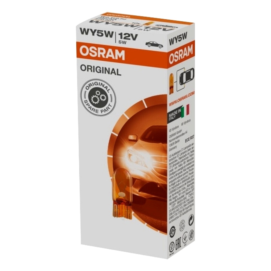 Автолампа розжарювання OSRAM Original WY5W W2.1x9.5d 5W 12V прозора 2827NAK10SZT - zapix