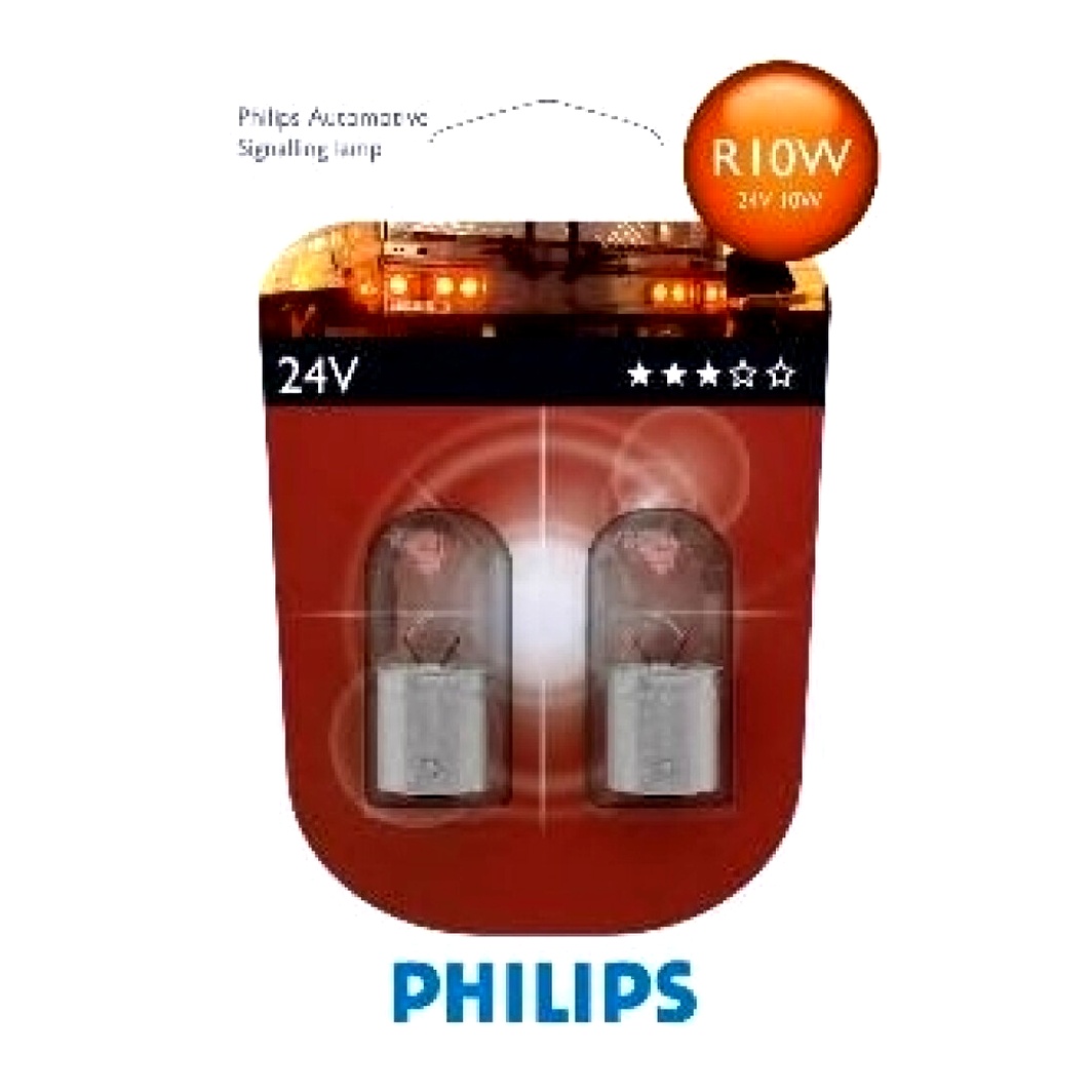 Автолампа розжарювання PHILIPS R10W BA15s 10W 24V прозора 13814B2 - zapix