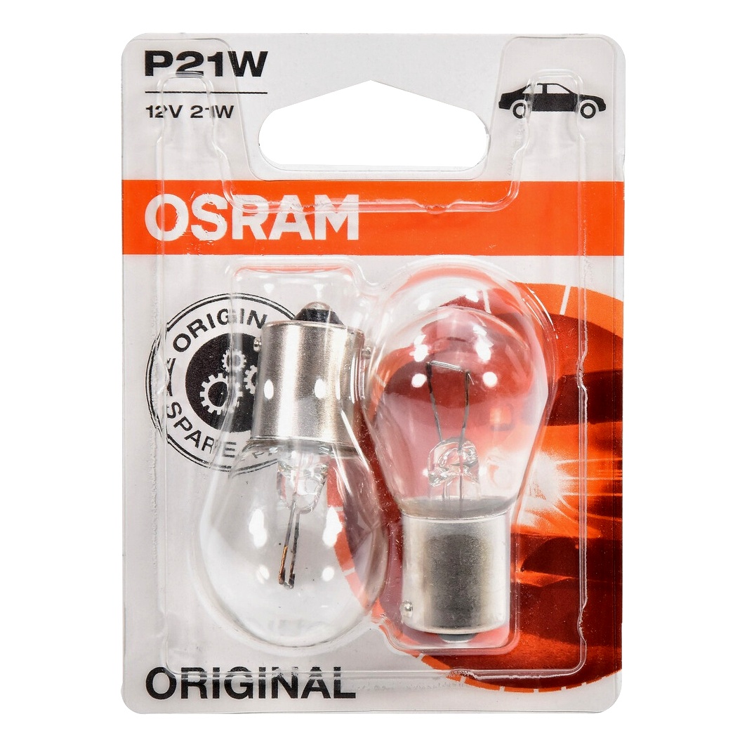 Автолампа розжарювання OSRAM Original P21W BA15s 21W 12V прозора 750602B - zapix