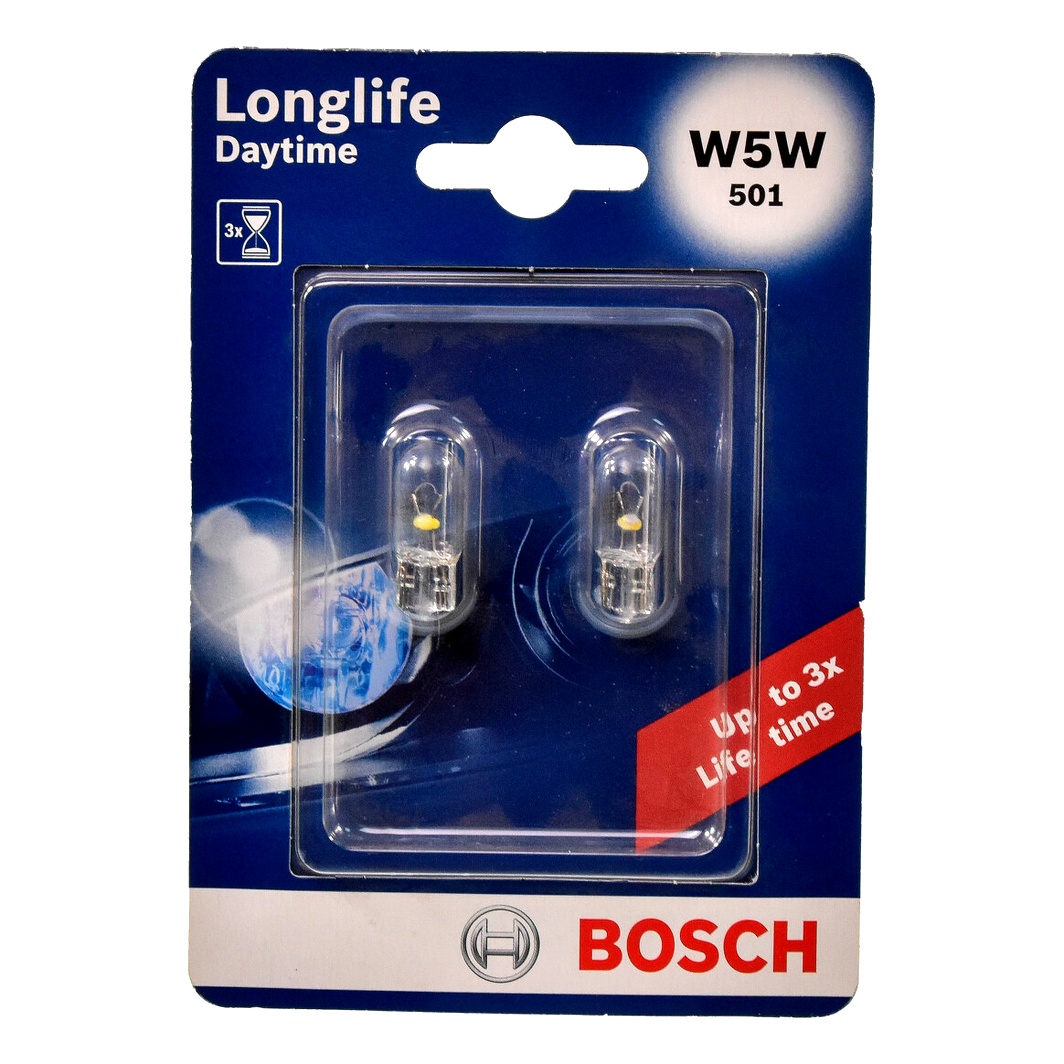 Автолампа розжарювання BOSCH Longlife Daytime W5W W2.1x9.5d 5W 12V прозора 1987301052 - zapix