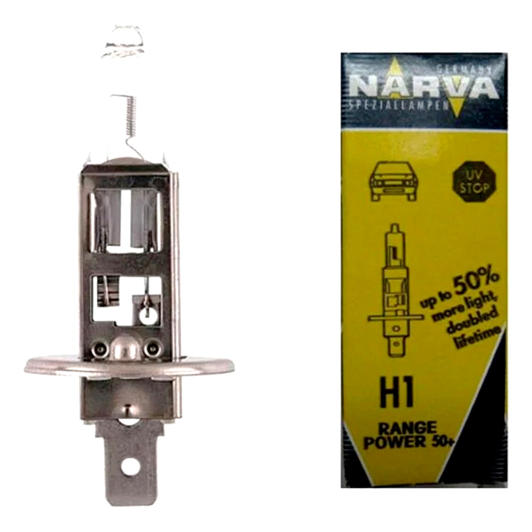 Автолампа галогенова NARVA Range Power 50+ H1 P14.5s 55W 12V прозора 48334 - zapix