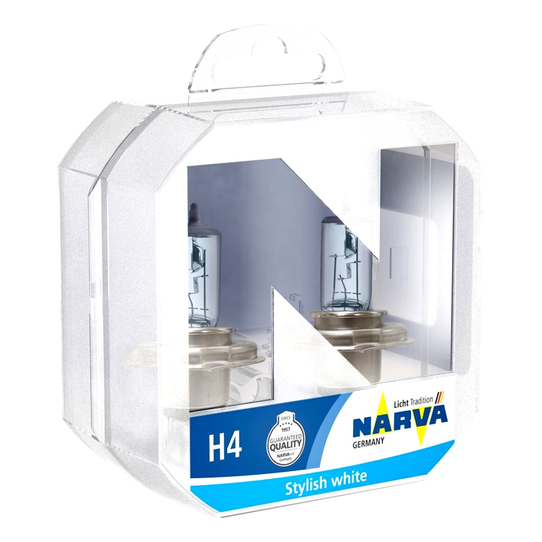 Автолампа галогенова NARVA Range Power Blue+ H4 P43t 55W 12V прозоро-блакитна 486772BOX - zapix