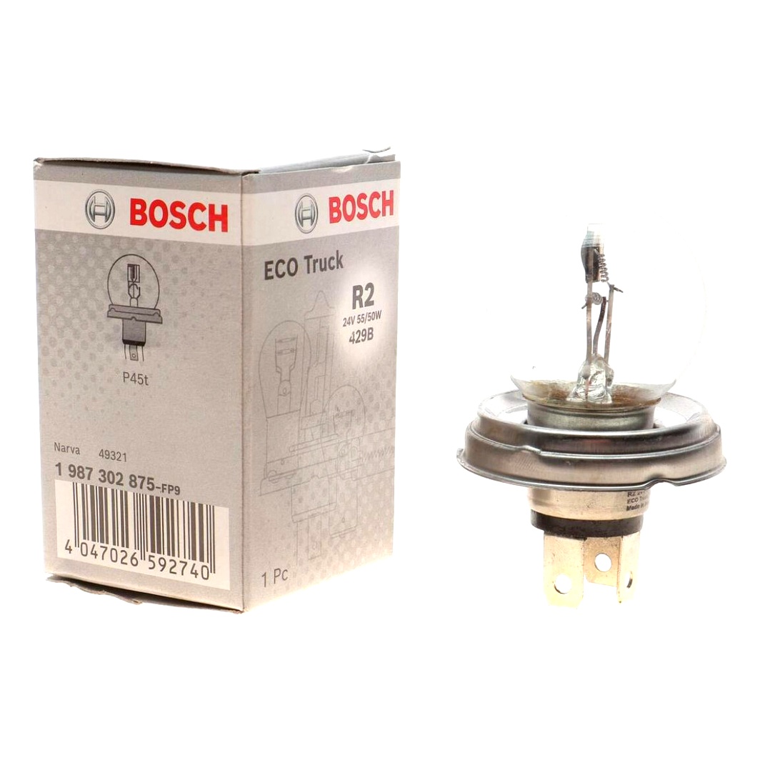 Автолампа розжарювання BOSCH ECO Truck R2 (Bilux) P45t 50W 24V біла 1987302875 - zapix