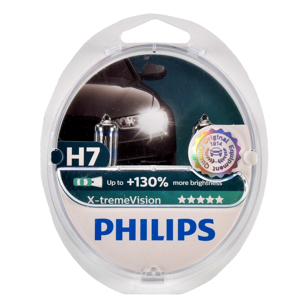 Автолампа галогенова PHILIPS X-tremeVision H7 PX26d 55W 12V прозора 12972XVS2 - zapix