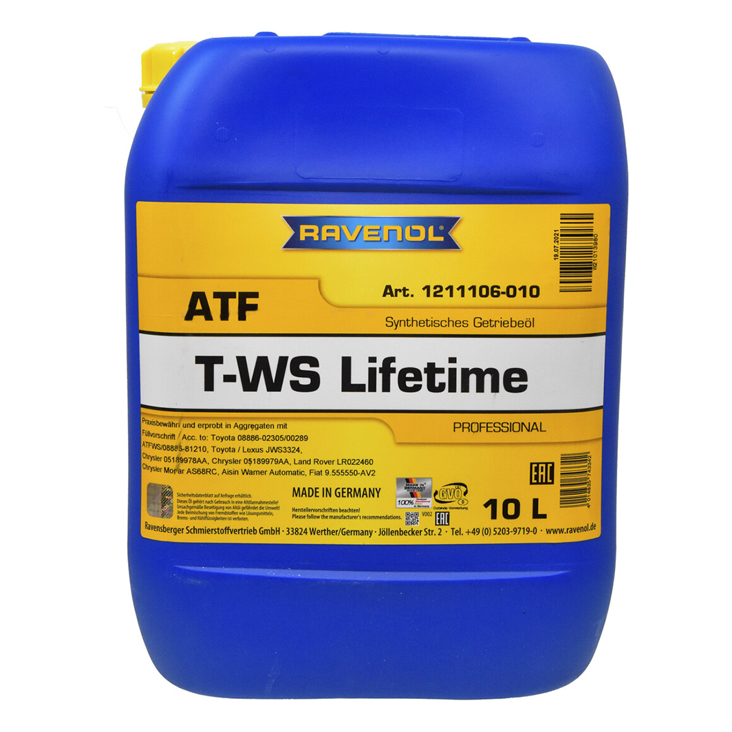 Трансмиссионное масло RAVENOL ATF T-WS Lifetime 10 л 1211106010 - zapix