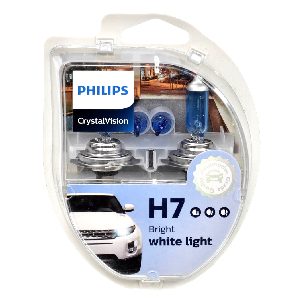 Автолампа галогеновая PHILIPS CrystalVision H7 PX26d 55W 12V светло-голубая 12972CVS2 - zapix