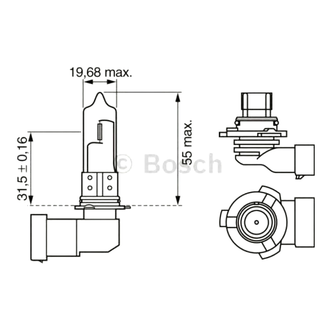 Автолампа галогенова BOSCH Pure Light HB3 P20d 60W 12V 1987302152 - zapix