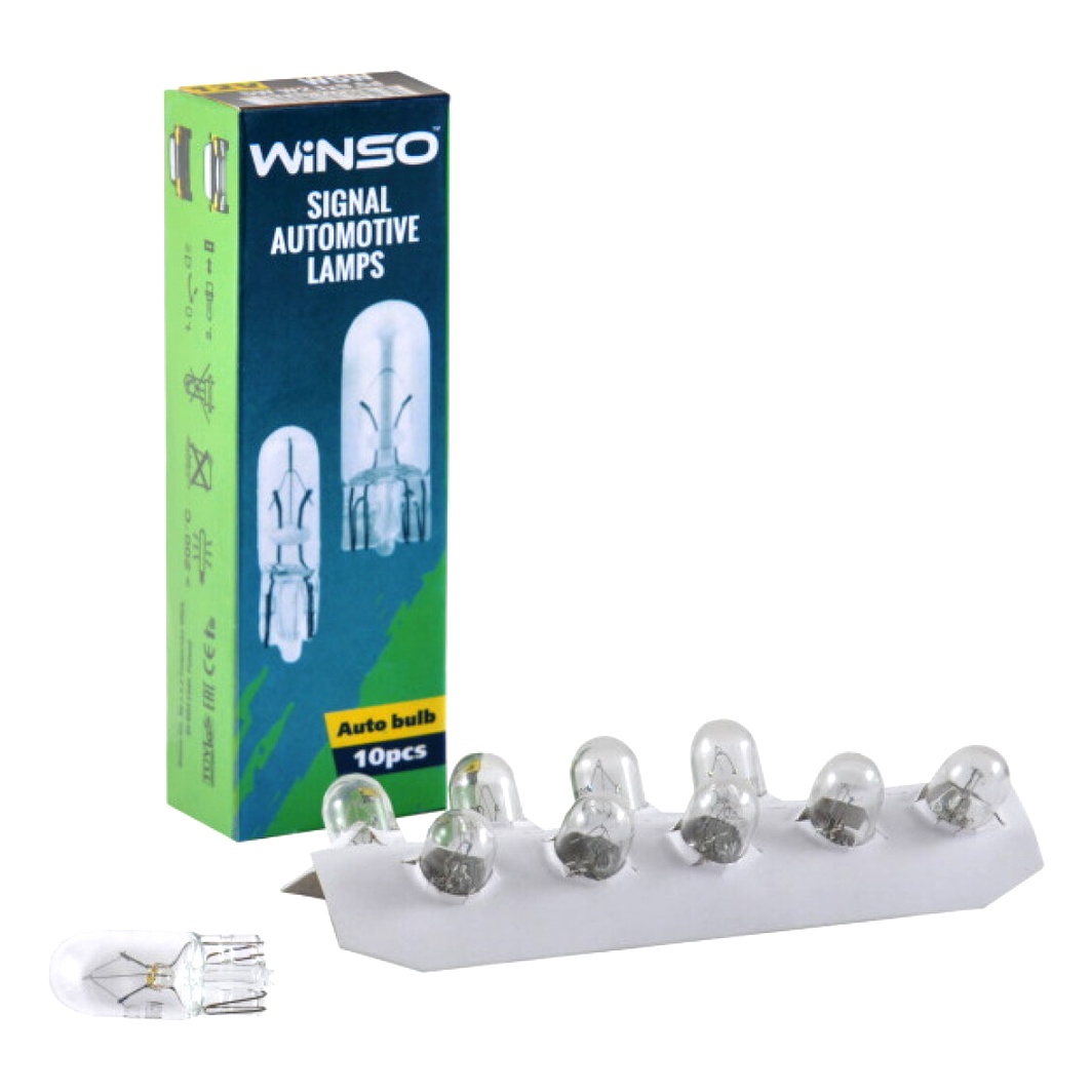 Автолампа розжарювання WINSO W5W W2.1x9.5d 5W 12V прозора 713230 - zapix
