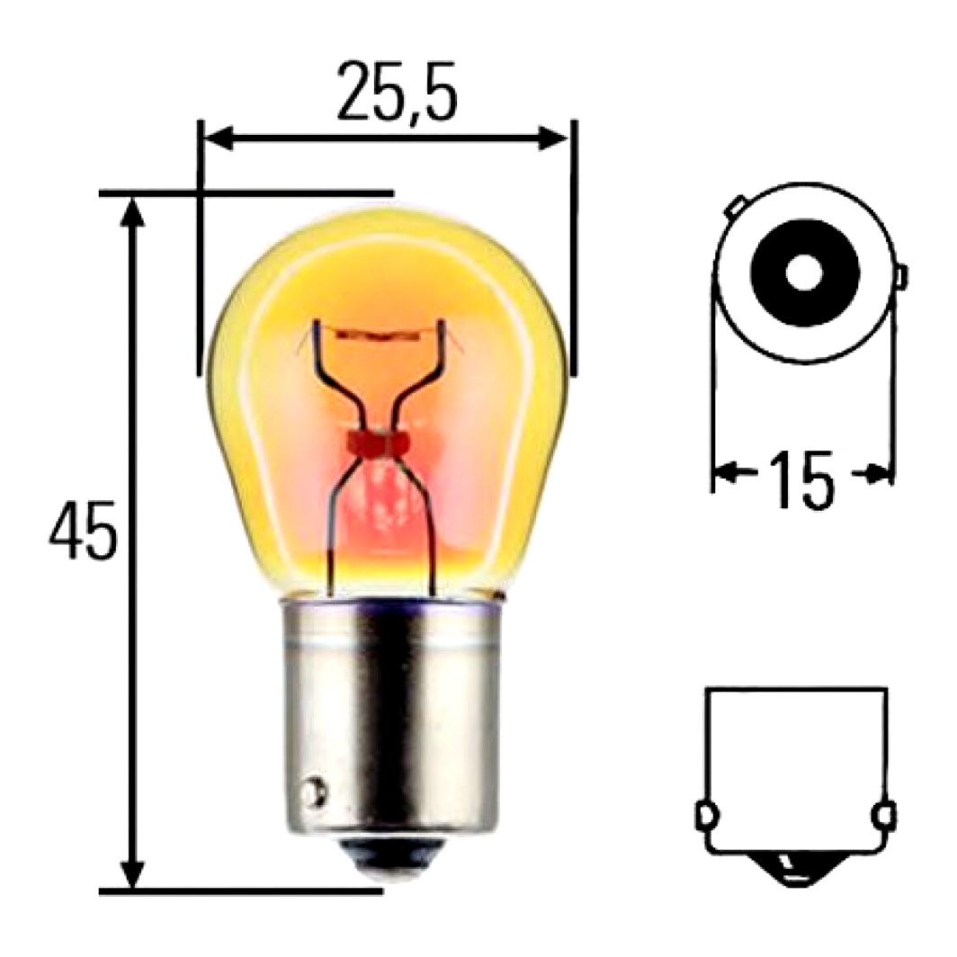 Автолампа накала HELLA Heavy Duty PY21W BAU15s 21W 24V желтая 8GA006841251 - zapix