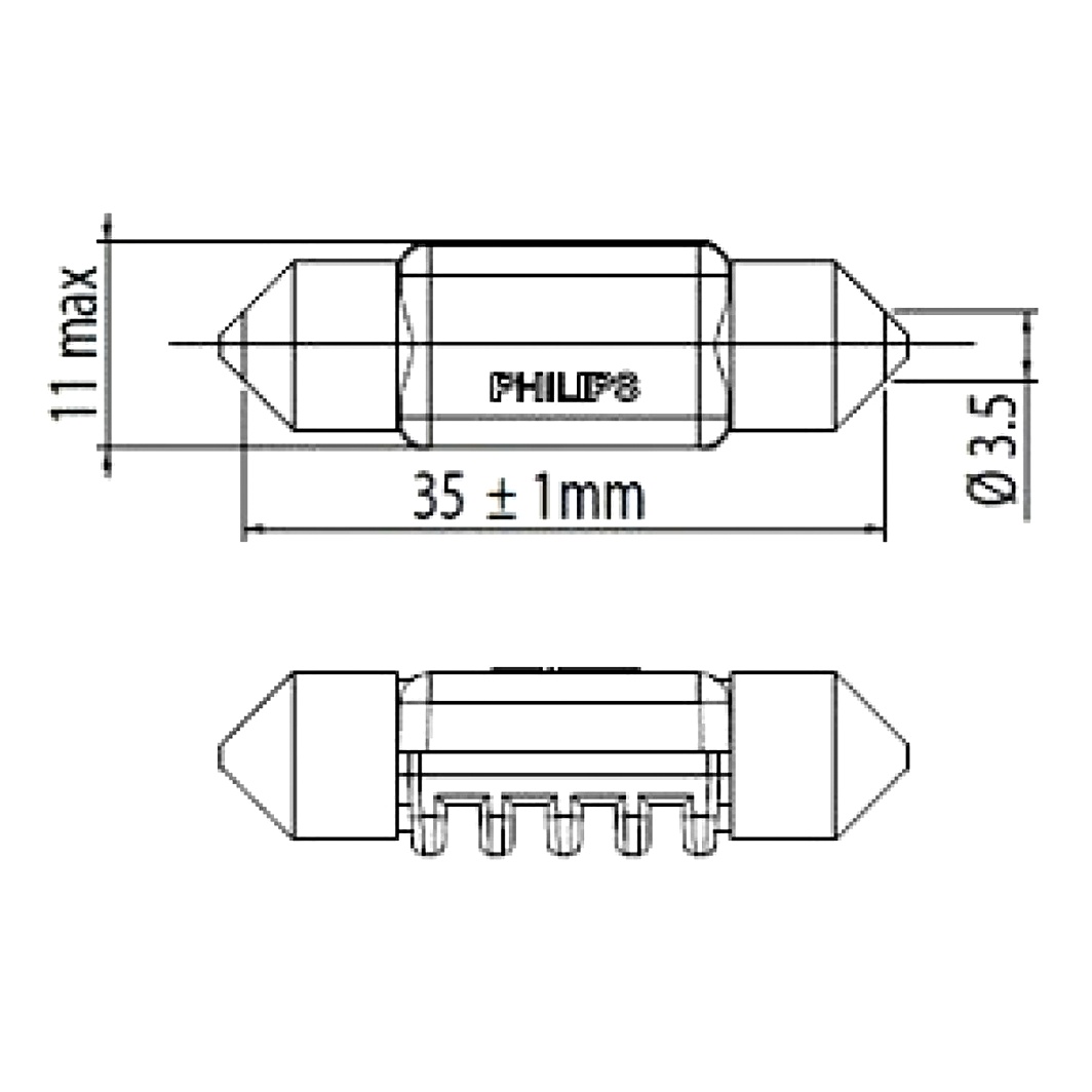 Автолампа LED (светодиодная) PHILIPS X-tremeVision LED C5W SV8.5 12V 128584000KX1 - zapix