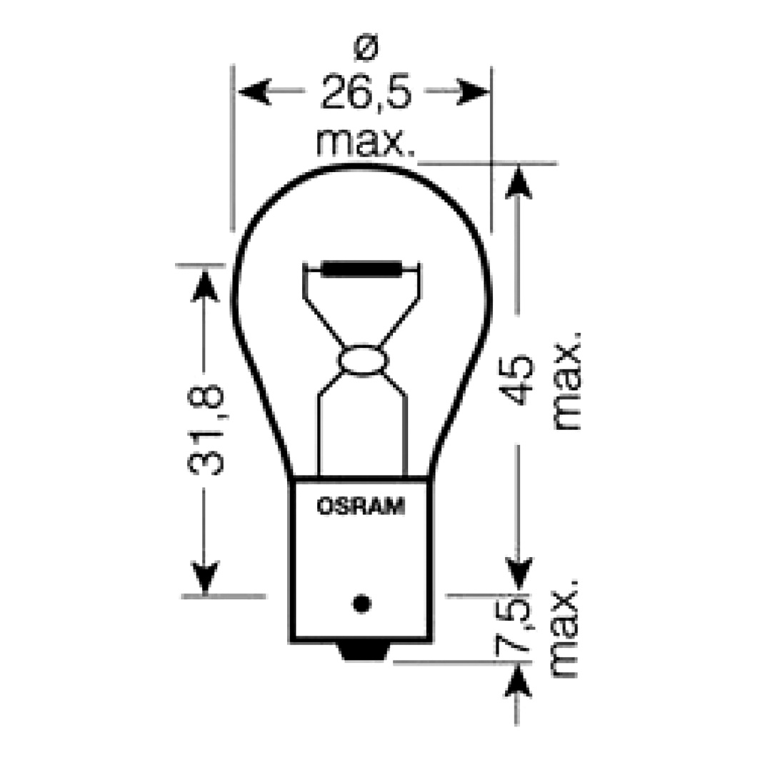 Автолампа розжарювання OSRAM Ultra Life P21W BA15s 21W 12V прозора 7506ULT - zapix