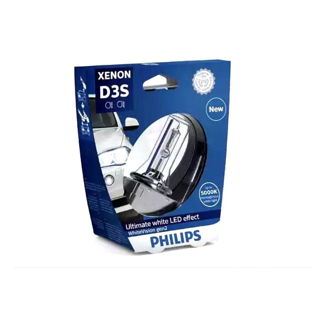 Автолампа ксенонова PHILIPS WhiteVision D3S PK32d-5 35W 42V прозора 42403WHV2S1 - zapix
