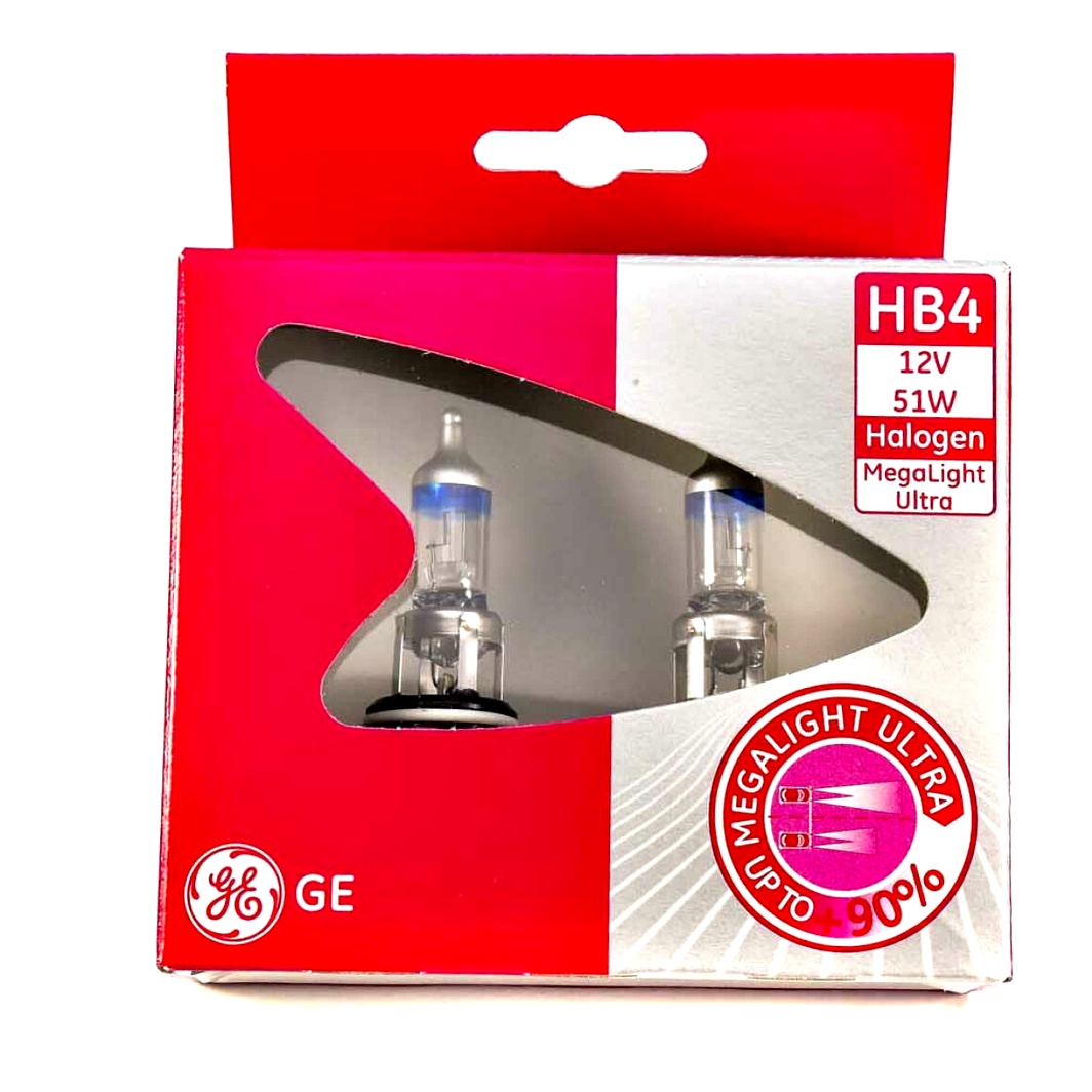 Автолампа галогенова GENERAL ELECTRIC Megalight Ultra +90 HB4 P22d 51W 12V прозоро-блакитна 53070SXU2D - zapix
