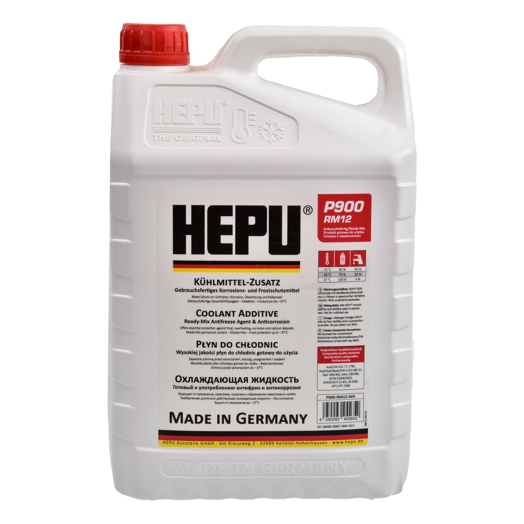 Готовий антифриз HEPU P900-RM12 червоний G12 -37 °C 5 л (P900RM12005) - zapix