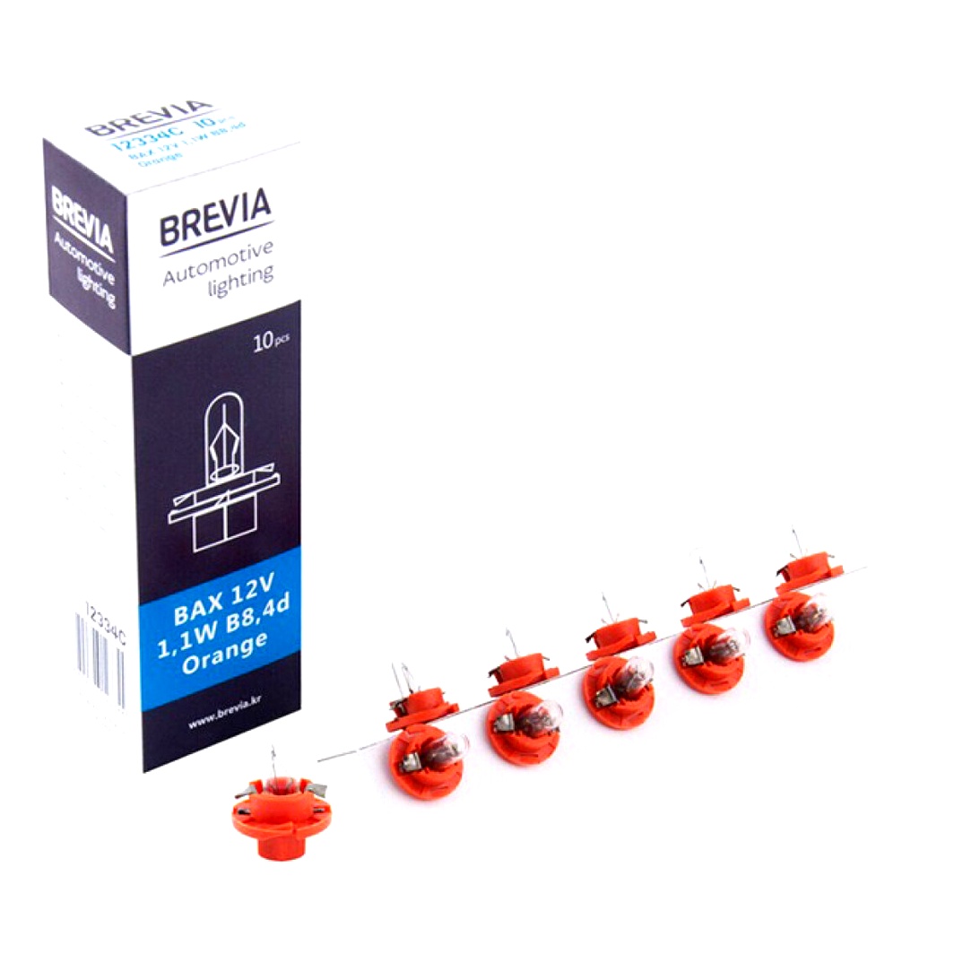 Автолампа розжарювання BREVIA BAX B8.4d 1.1W 12V прозора 12334C10PCS - zapix