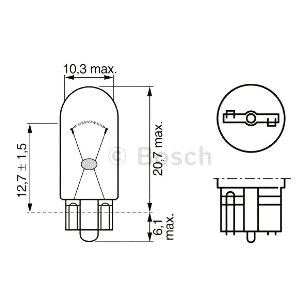 Автолампа розжарювання BOSCH W2W W2.1x9.5d 2W 24V прозора 1987302516 - zapix