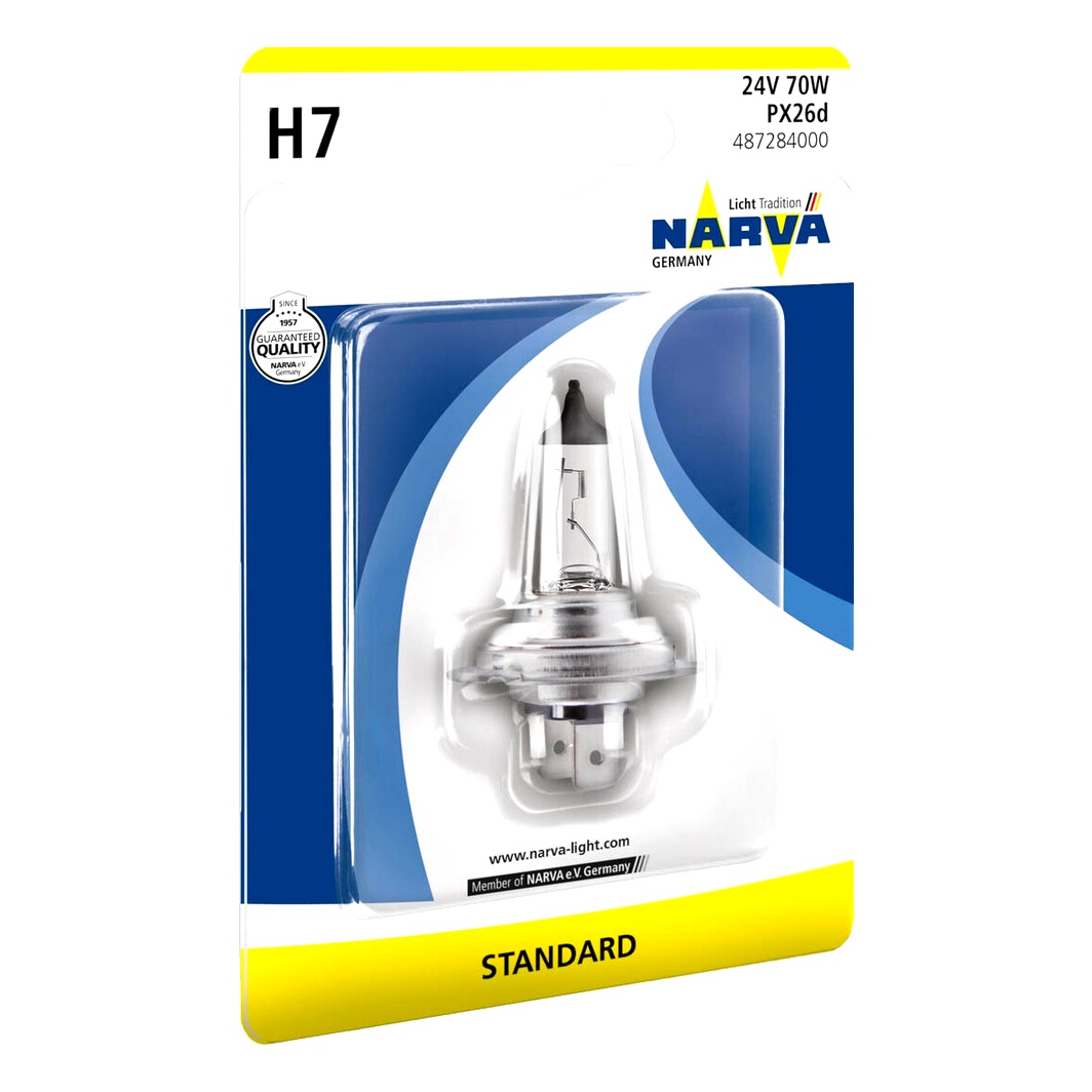 Автолампа галогенова NARVA Standard H7 PX26d 70W 24V прозора 487284000 - zapix