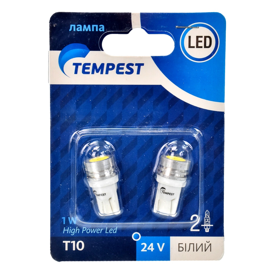 Автолампа LED (світлодіодна) TEMPEST T10 безцокольна 1W 24V TP202T1024V - zapix